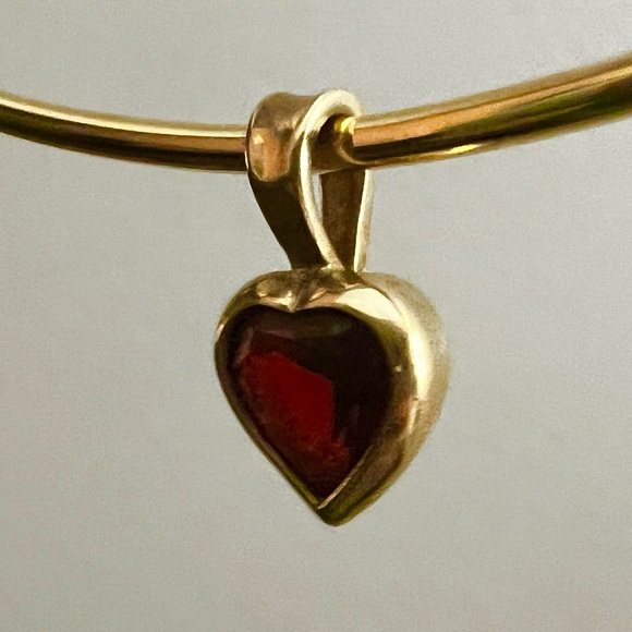 14k gold James Avery collet hook-on necklace & garnet heart pendant both retired - Picture 9 of 15